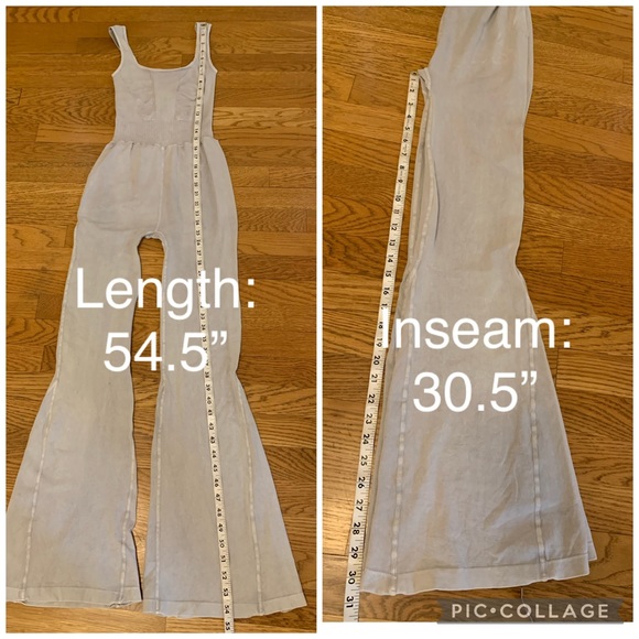 NWOT Free people Good Karma Flared onesie ice grey size S - Picture 14 of 15